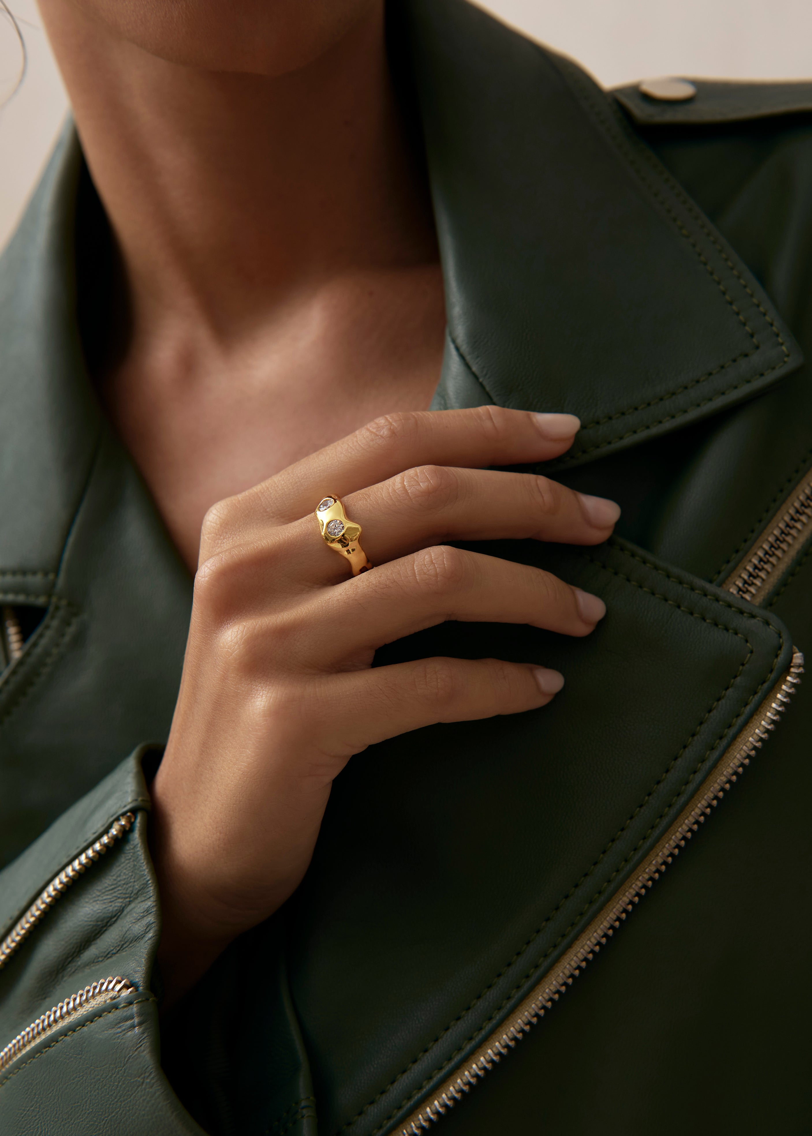 ring with leather jacket