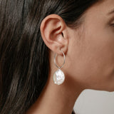 Pearl Hoop Earrings in Sterling Silver