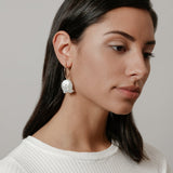 Pearl Hoop Earrings in Gold