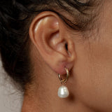 Small Pearl Hoops in Sterling Silver