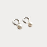 Small Pearl Hoops in Sterling Silver